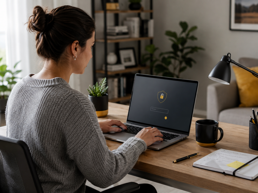 teletrabajando con acceso remoto seguro a la empresa.