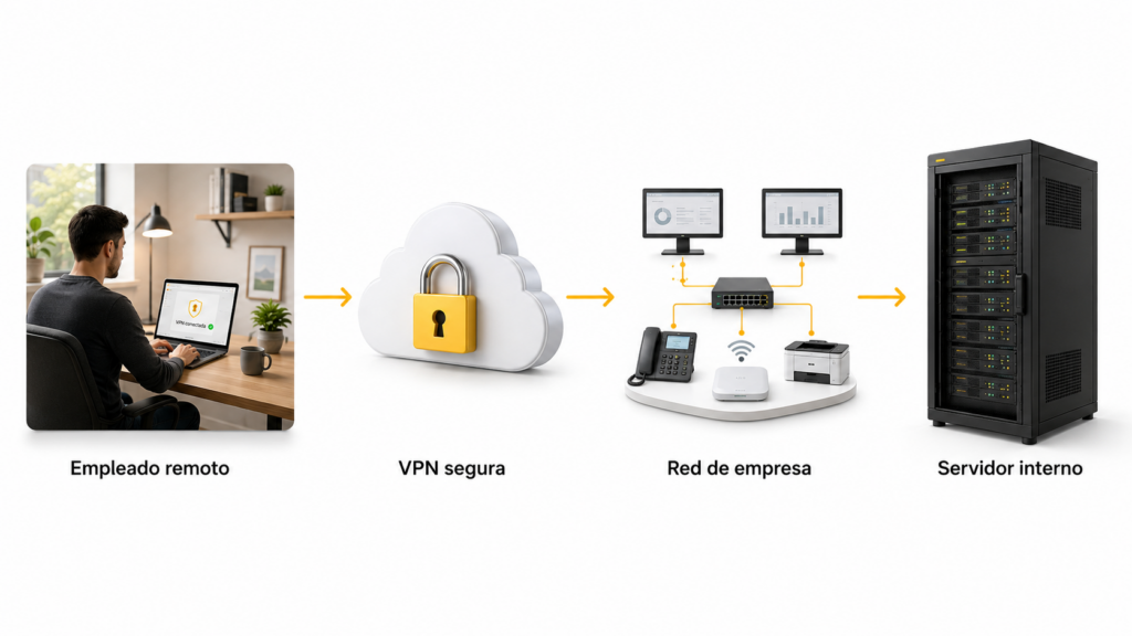 esquema de VPN para empresas y acceso remoto seguro